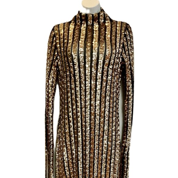 AGGI by Halewski  "Jasmine Golden Star" Sequin Dress Size L - Picture 1 of 8